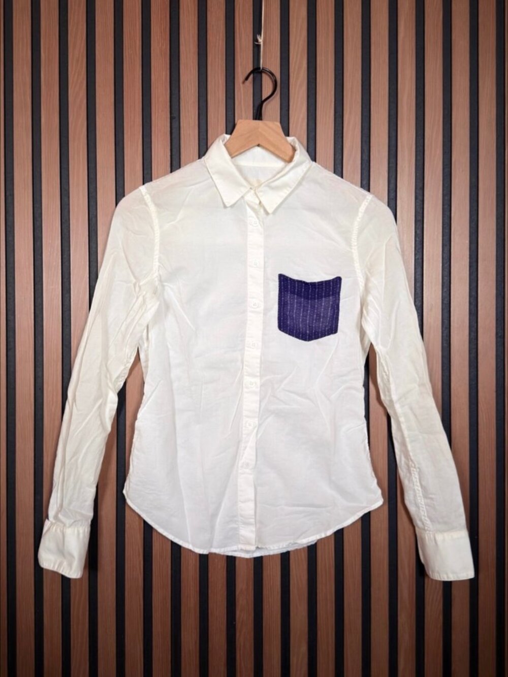 Band of Outsiders Shirt 0 / XS White Long Sleeve Striped Pocket